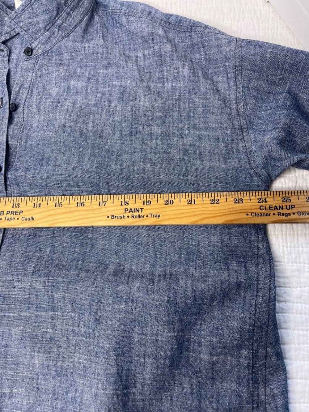 Eileen Fisher Blue Button-Down Linen Shirt - Picture 9 of 9